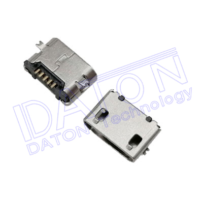 Micro USB B5母,SMT型,助焊片SMT,2支腳,平口銅殼