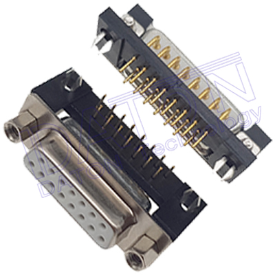 D-SUB 7.2mm 90度PCB插板,車針,15母,有塑膠支架,直鎖Z片