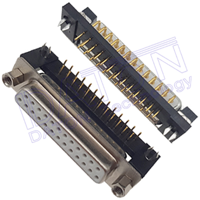 D-SUB 9.4mm 90度PCB插板,車針,25母,有塑膠支架,直鎖Z片