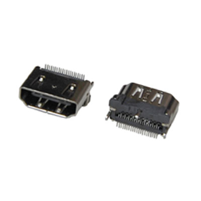 HDMI 19母,立式SMT型,助焊片DIP	